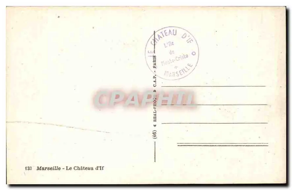 O Castelo de If — Marselha — editor REAL-PHOTO, n° 133 - Verso