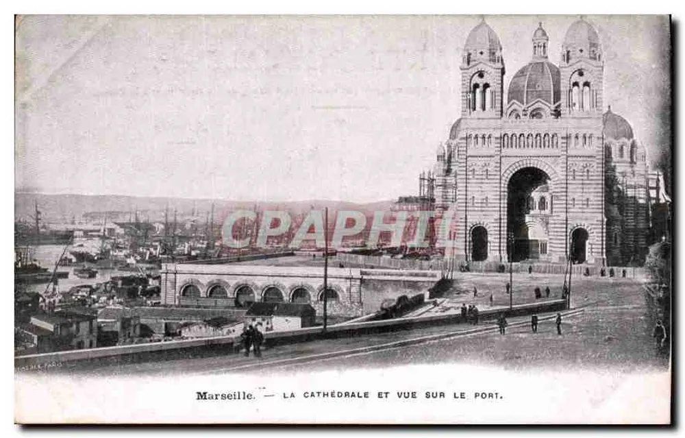 Marseille — Die Kathedrale und Blick auf den Hafen - Vorderseite