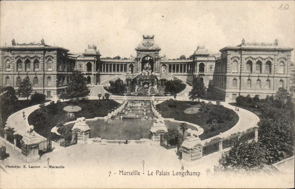 Marseille — O Palácio Longchamp — Fototipia E. Lacour - Frente