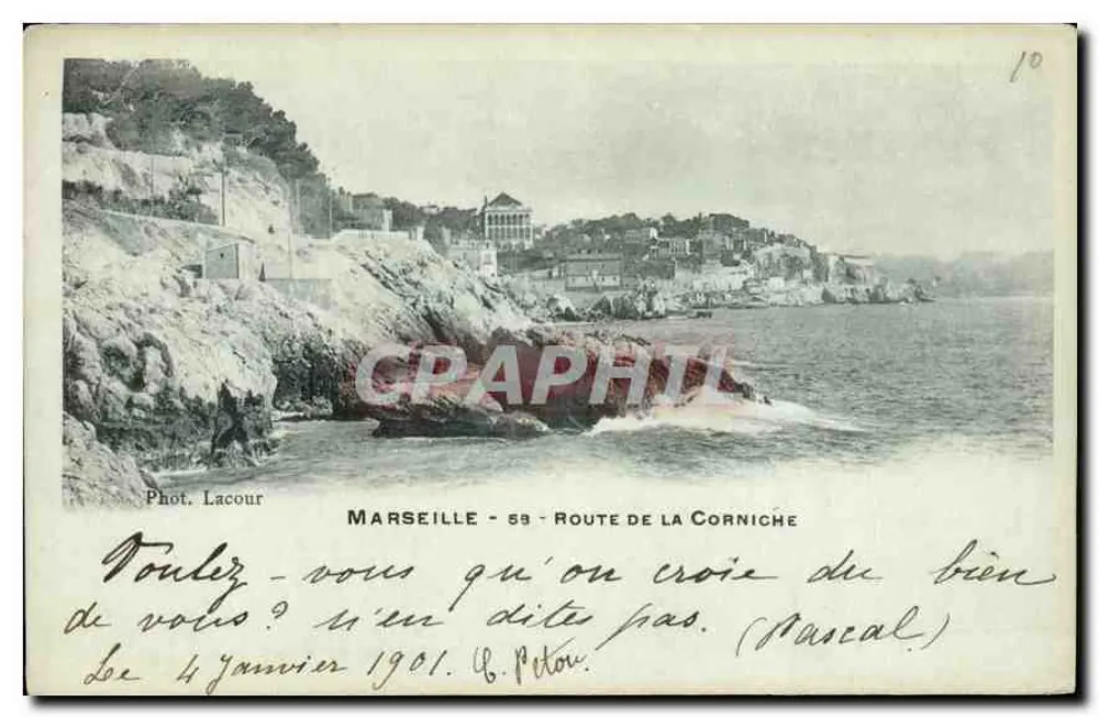 Marselha - 59 - Estrada da Corniche — Fot. Lacour, n°10 - Frente