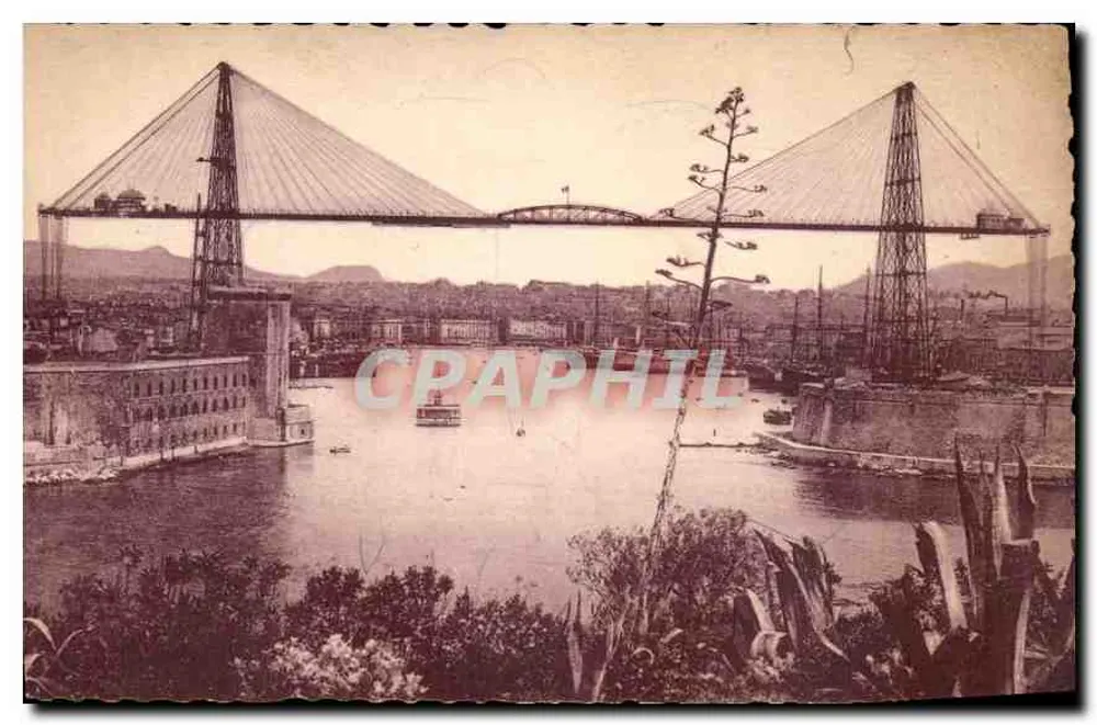 Ponte transbordeur de Marselha — visão do porto — Carte postale - Frente
