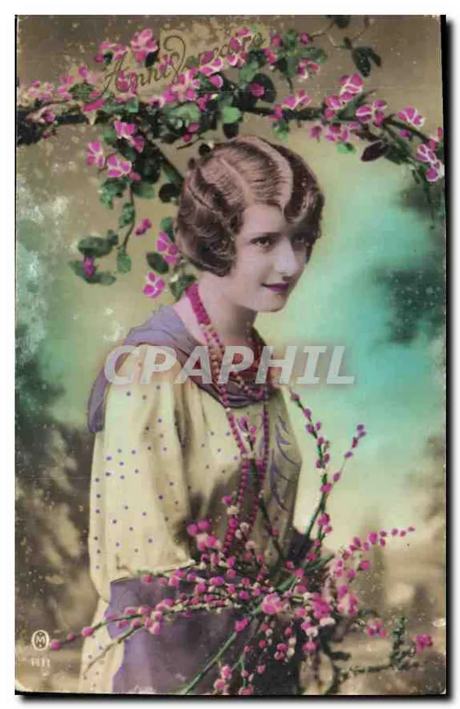 Joven mujer — con ramo de flores — editor Annidancare, n° 411 - Anverso