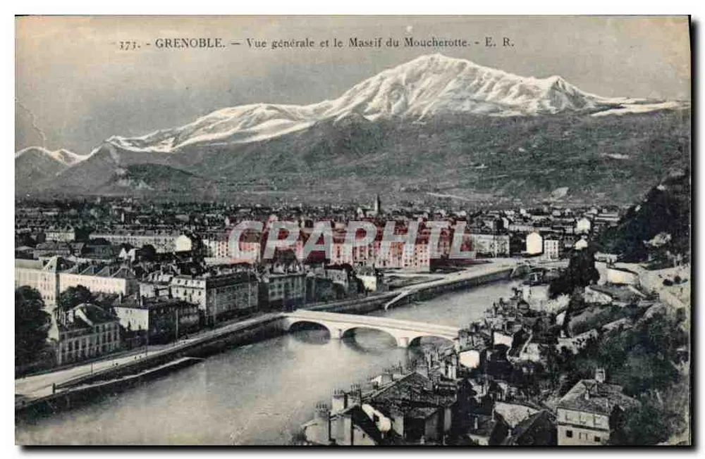 Grenoble — Allgemeiner Blick und der Moucherotte-Massiv — E. R. - Vorderseite