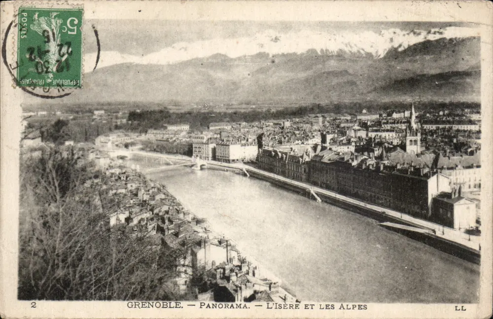 Grenoble — Panorama — El Isère y las Alpes — LL - Anverso