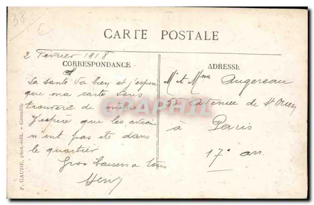 Grenoble — Nachtsicht und die Alpenkette — P. Gaude, photo. publ. - Rückseite