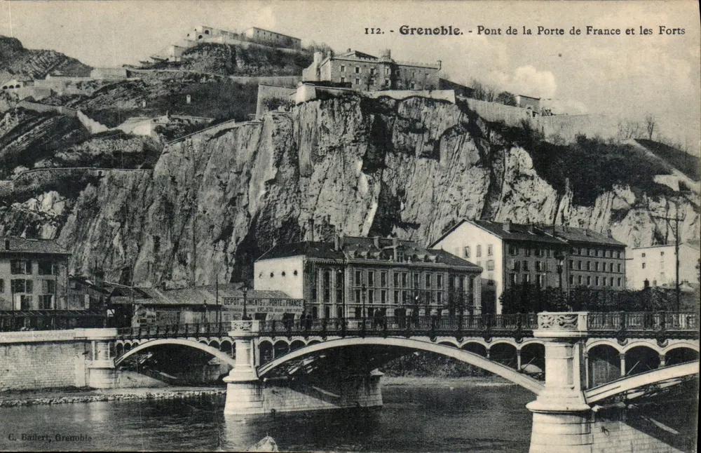 Grenoble - Brücke der Porte de France und die Festungen — G. Balleret, Grenoble, n°112 - Vorderseite