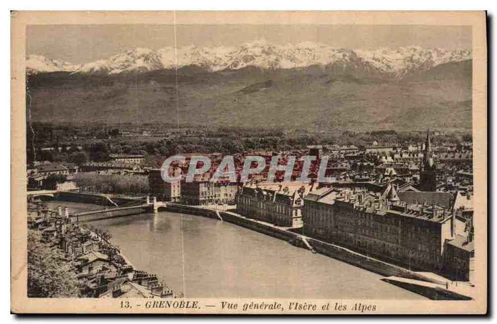 Grenoble — Allgemeiner Blick, die Isère und die Alpen — Martinotto, Nr. 13 - Vorderseite