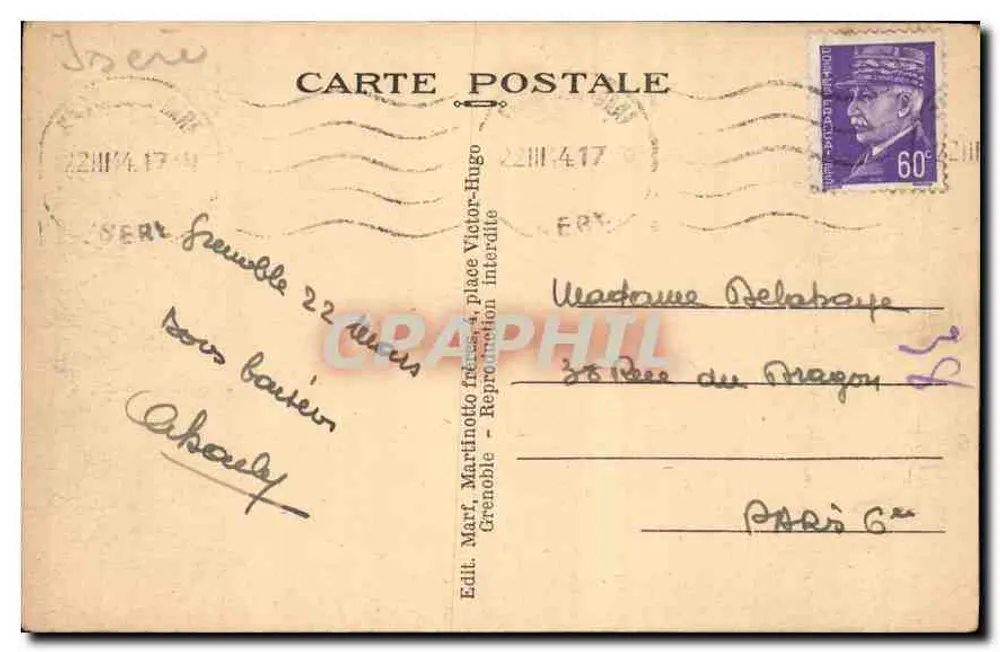 Grenoble — Allgemeiner Blick, die Isère und die Alpen — Martinotto, Nr. 13 - Rückseite