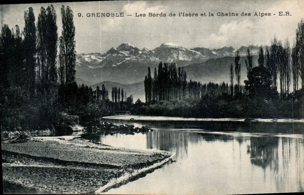 Grenoble — Die Ufer der Isère und die Kette der Alpen — E.R. - Vorderseite