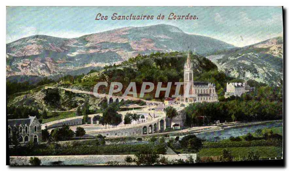 Os Santuários de Lourdes — vista panorâmica — Edição do P. Mizia, Lourdes (H.P.) - Frente