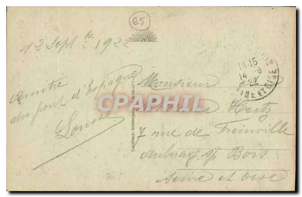 Cauterets - O Ponte da Espanha — editor desconhecido, n° 59 - Verso