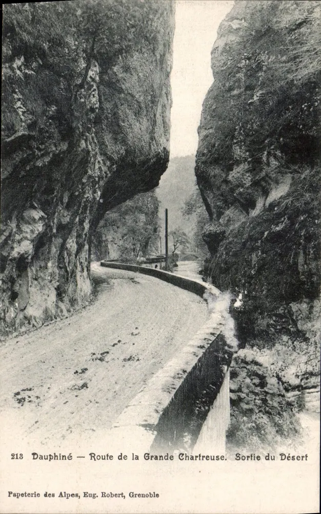 Dauphiné — Route de la Grande Chartreuse. Ausgang aus dem Wüsten — Papeterie des Alpes, Eug. Robert, Grenoble - Vorderseite
