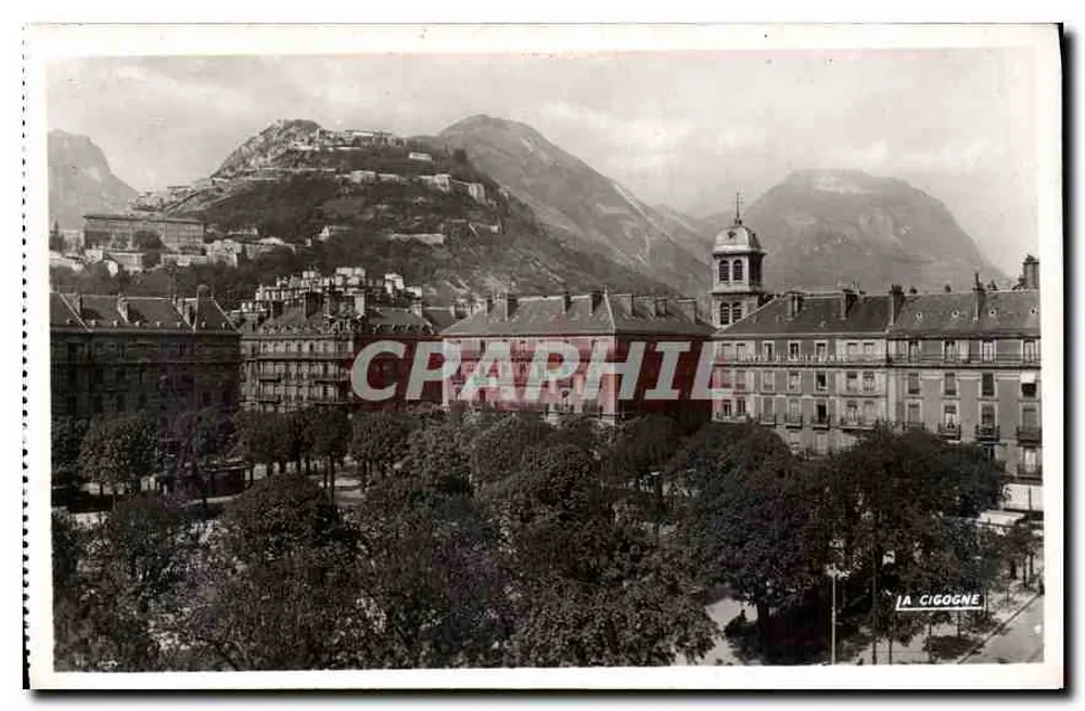 Grenoble (Isère) — Place Victor-Hugo, La Bastille, Le RachaiX und St-Eynard — Ausgabe « La Cigogne » - Vorderseite