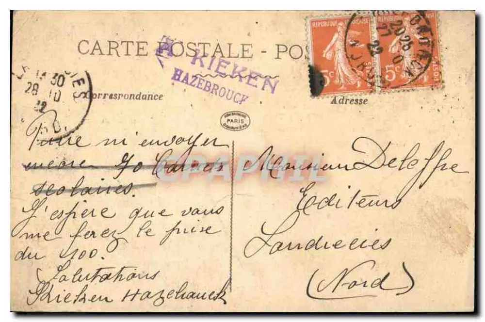 Arranjo de flores em um cesto — "La Pensée" n°610 - Verso