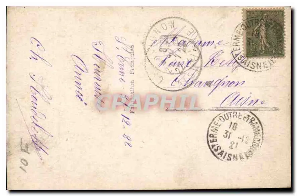 हरे डिज़ाइन वाली एक युवा महिला के साथ फूलों के बुकेट लेकर — प्रकाशक M, संख्या 526 - पीछे