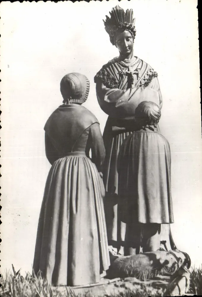 Beeld van de Maagd met het Kind — twee kinderen — La Salette — uitgever N.D. de la Salette - Voorkant