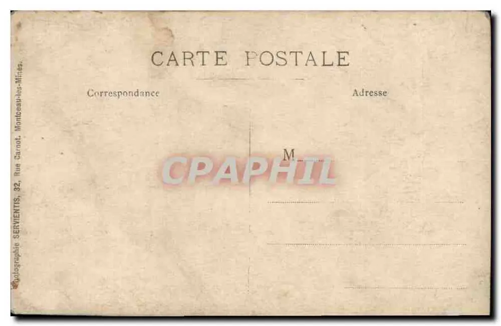 Retrato de um homem sentado — estúdio — Fotógrafo SERVENTS, 82, rue Carol, Monteau-les-Mines - Verso