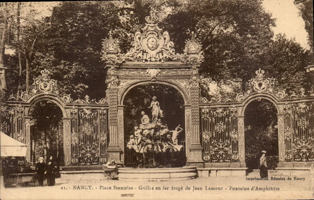 Nancy - Place Stanislas - Gitter aus Gusseisen von Jean Lamour - Fontäne der Amphitrite - Vorderseite