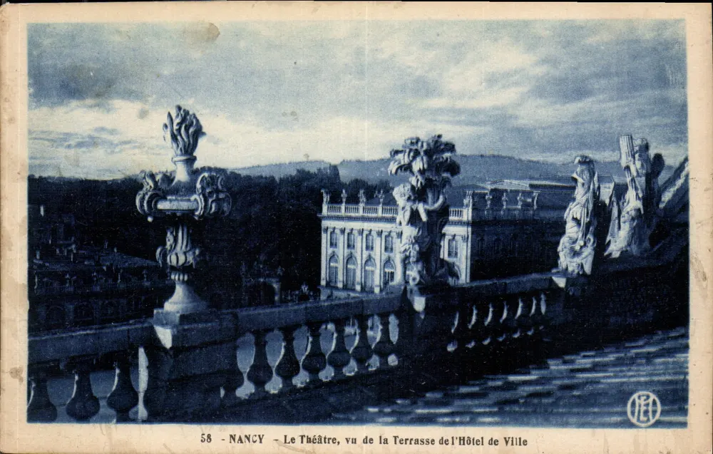 NANCY — Das Theater, vom Terrassenbereich des Rathauses aus gesehen — Verlag JEA, Nr. 58 - Vorderseite