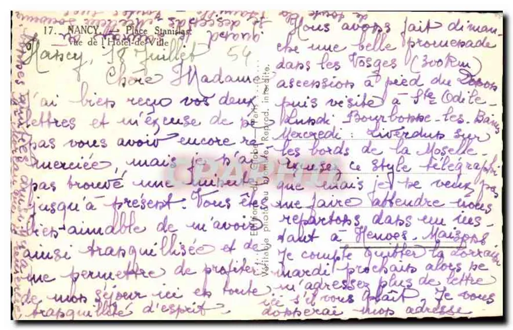 Nancy — Ansicht des Rathauses — Verlag: Echte Phototypie - Rückseite