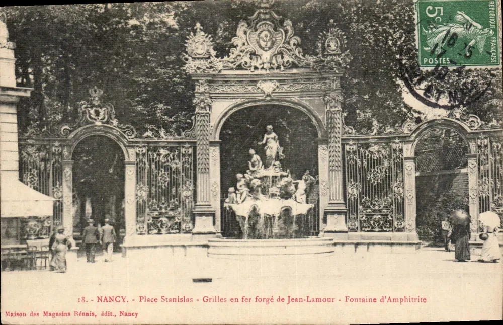 Nancy - Place Stanislas - Gitter aus Gusseisen von Jean-Lamour - Fontaine d'Amphitrite - Vorderseite