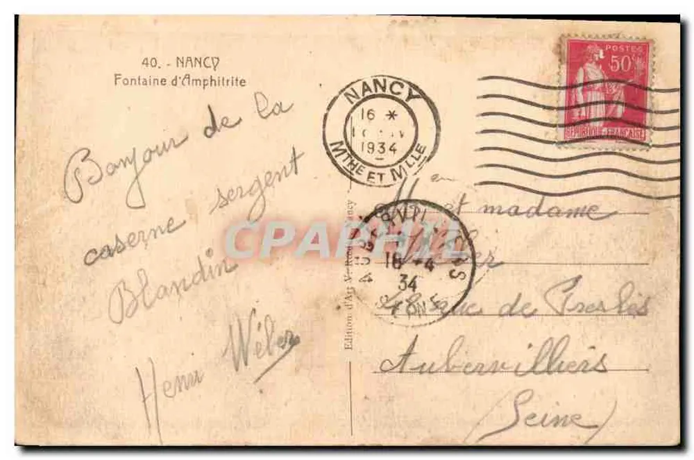 NANCY - Fontaine d'Amphitrite — Zoeder - Verso