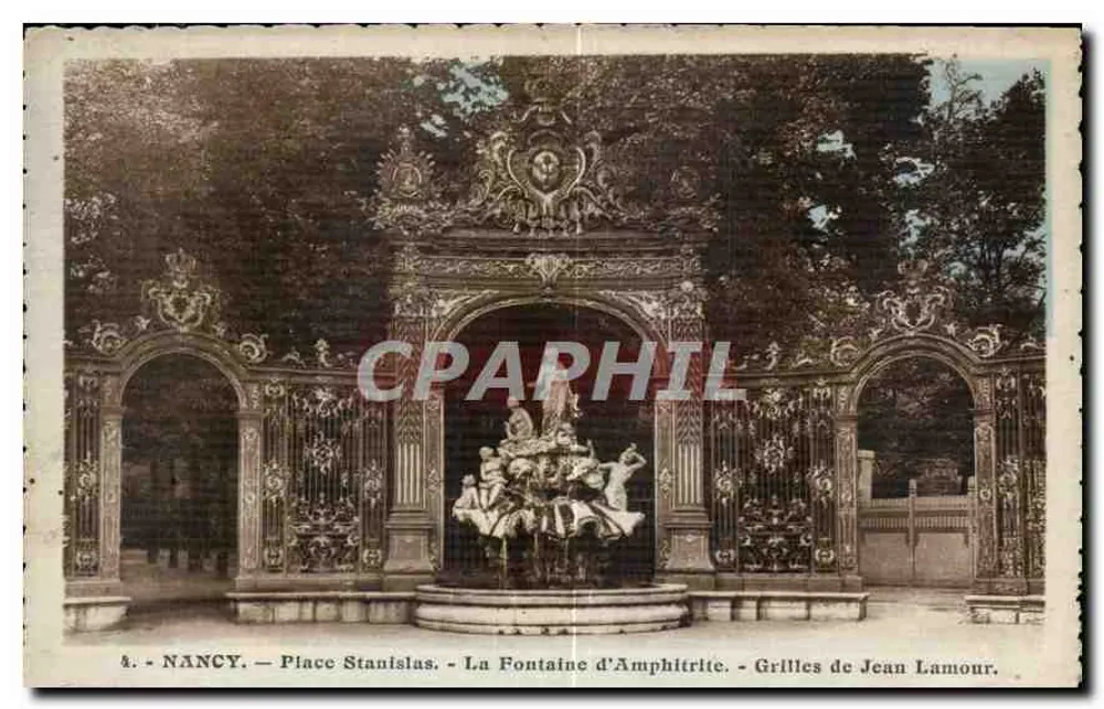 Nancy — Place Stanislas — Fontäne von Amphitrite — Gitter von Jean Lamour - Vorderseite