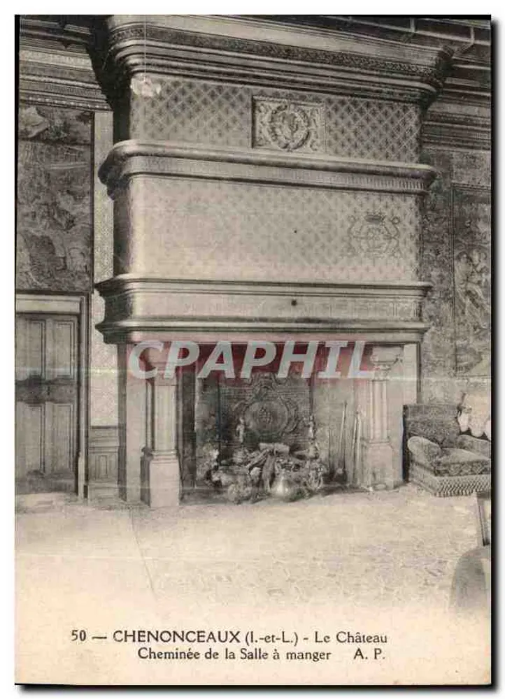 Chenonceaux (Loire-et-Loire) - Schloss - Kamin im Speisesaal — A. P. - Vorderseite