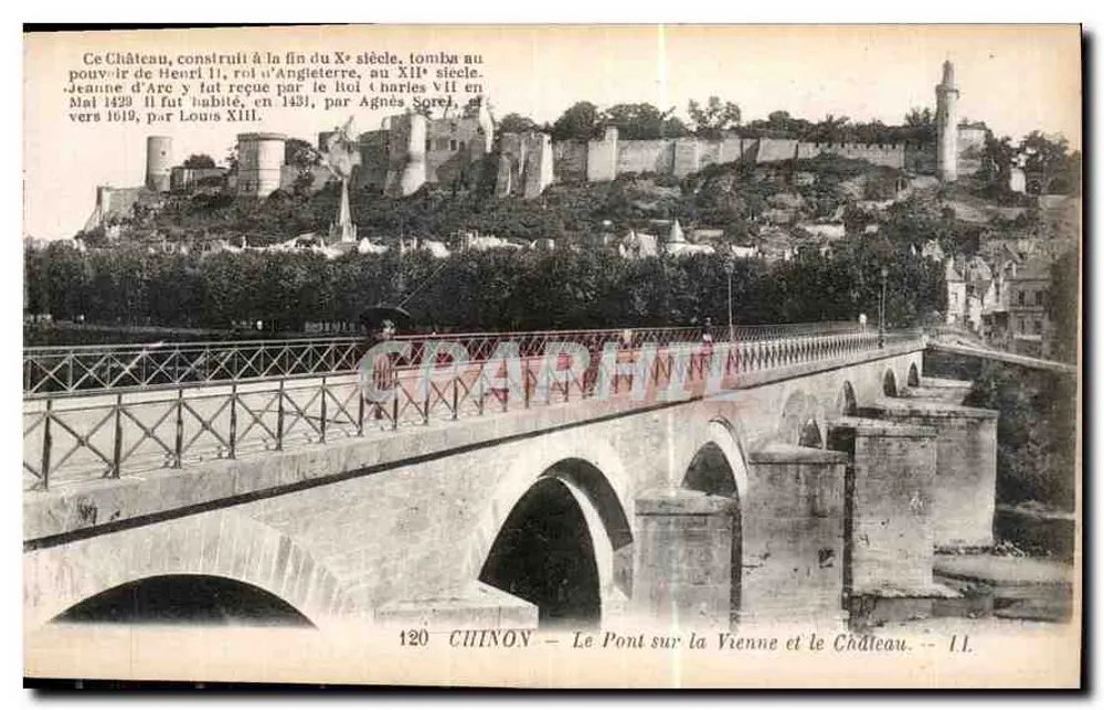 Chinon — Der Brücke über die Vienne und das Schloss — 120 - Vorderseite