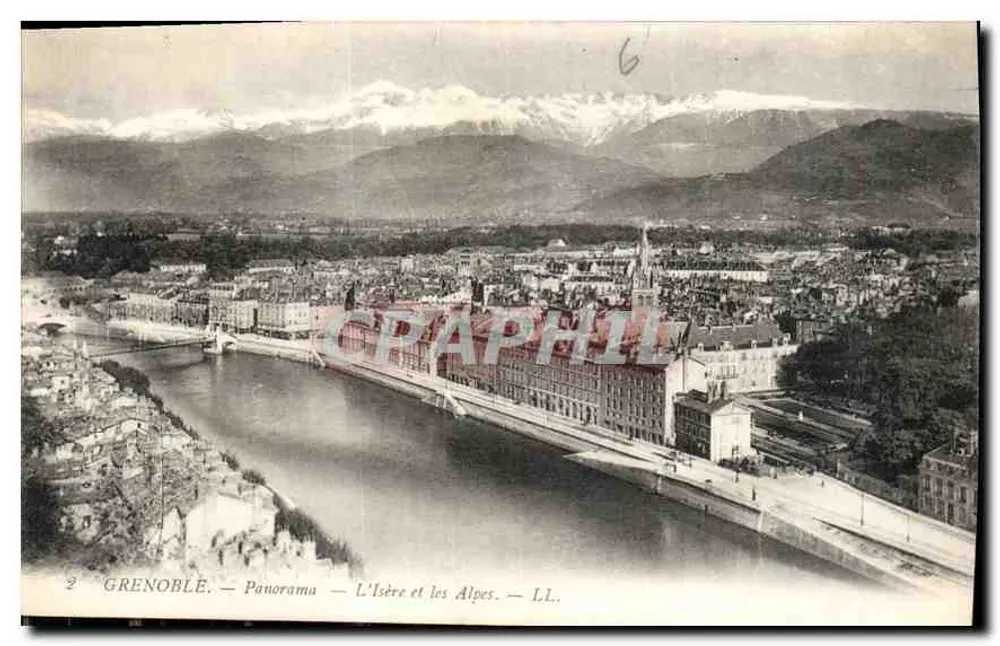 Grenoble — Panorama — L'Isère e as Alpes — LL. - Frente