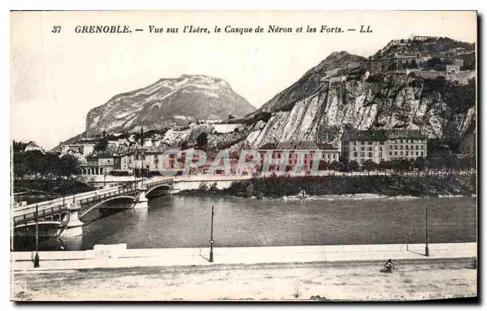 Grenoble — Ansicht der Isère, des Casque de Néron und der Festungen — LL - Vorderseite