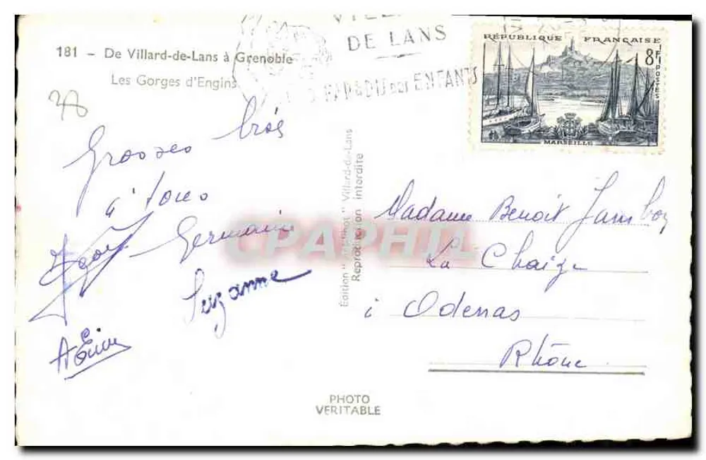 As Gorges d'Engins — De Villard-de-Lans a Grenoble — Edição Villard-de-Lans - Verso