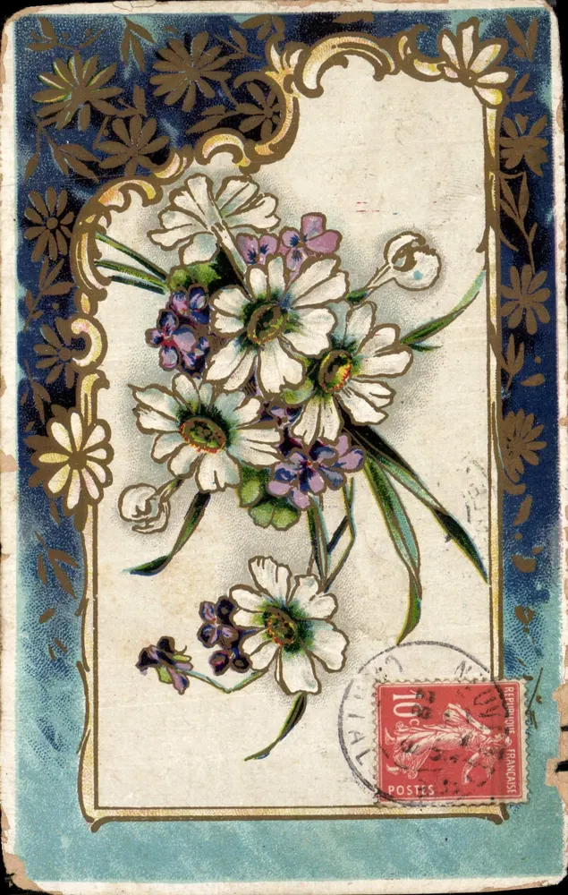 Arranjo de flores — carta postal decorada — editor desconhecido - Frente