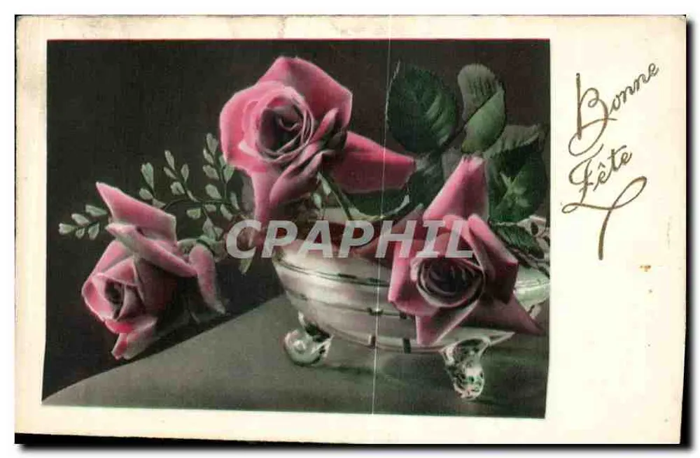Rosas em um vaso — Carta postal — Guerigny, novembro de 1931 - Frente