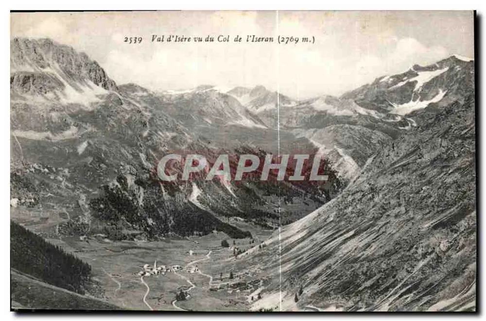 Val d'Isère visto do Col de l'Iseran (2769 m.) — Coleção 'LA PLUS BELLE' — E. Reynaud, Chambéry - Frente