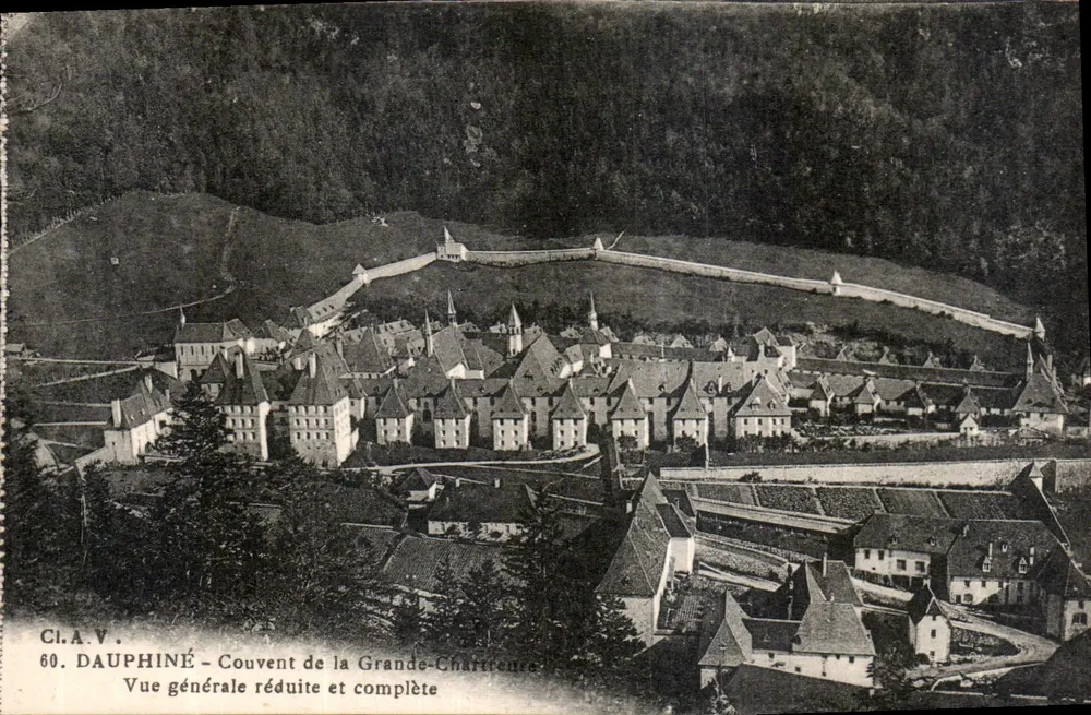 Dauphiné - Kloster der Grande-Chartreuse — Reduzierte und vollständige allgemeine Ansicht — Antike Ansichtskarte n°60 - Vorderseite