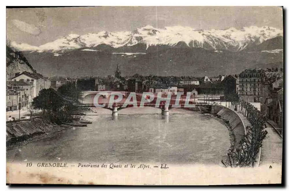 Grenoble — Panorama der Quais und der Alpen — LL. — N°10 - Vorderseite