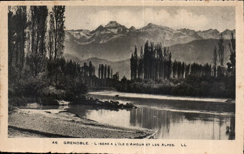 Die Isère bei Île d'Amour und die Alpen — Grenoble — LL n°46 - Vorderseite