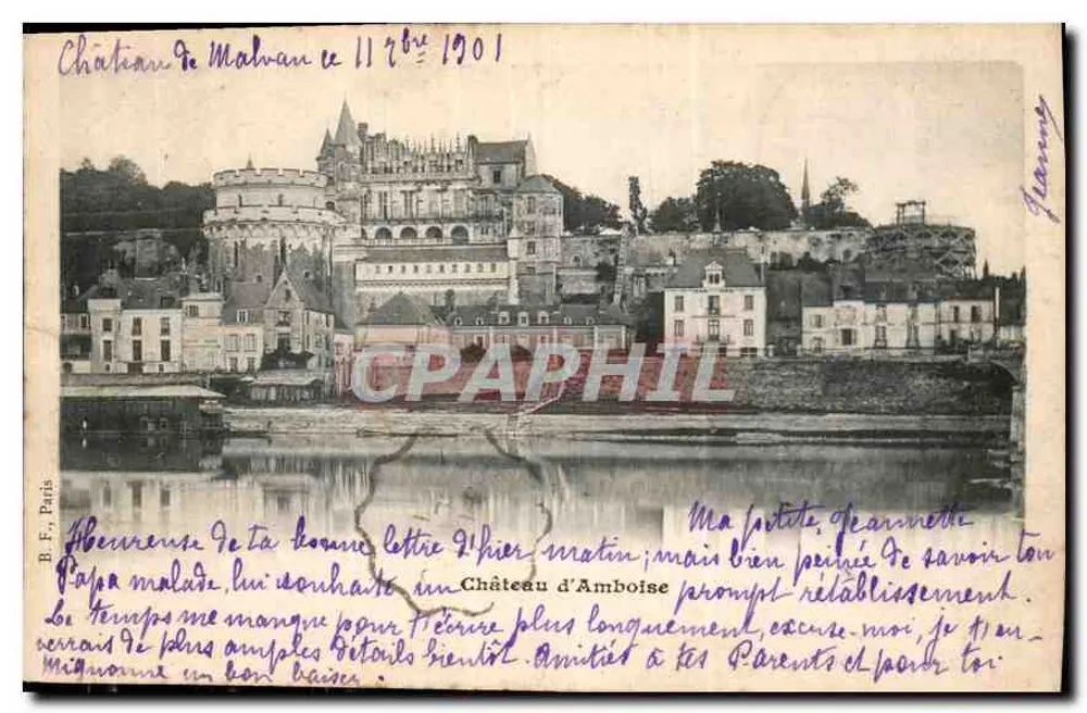Castelo de Amboise — vista do castelo e do rio — B. F., Paris - Frente