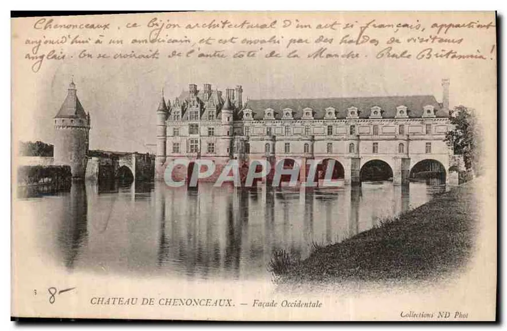 Castelo de Chenonceaux — Fachaça Ocidental — Collections ND Phot - Frente