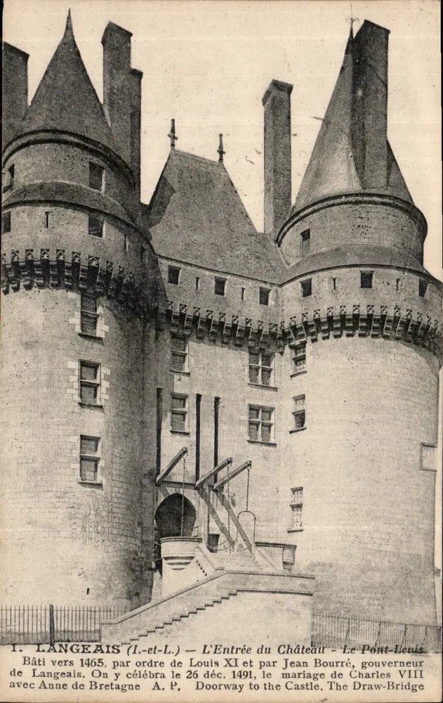 Langeais (I.-et-L.) — Der Eingang zum Schloss — Der Pont-Levis - Vorderseite
