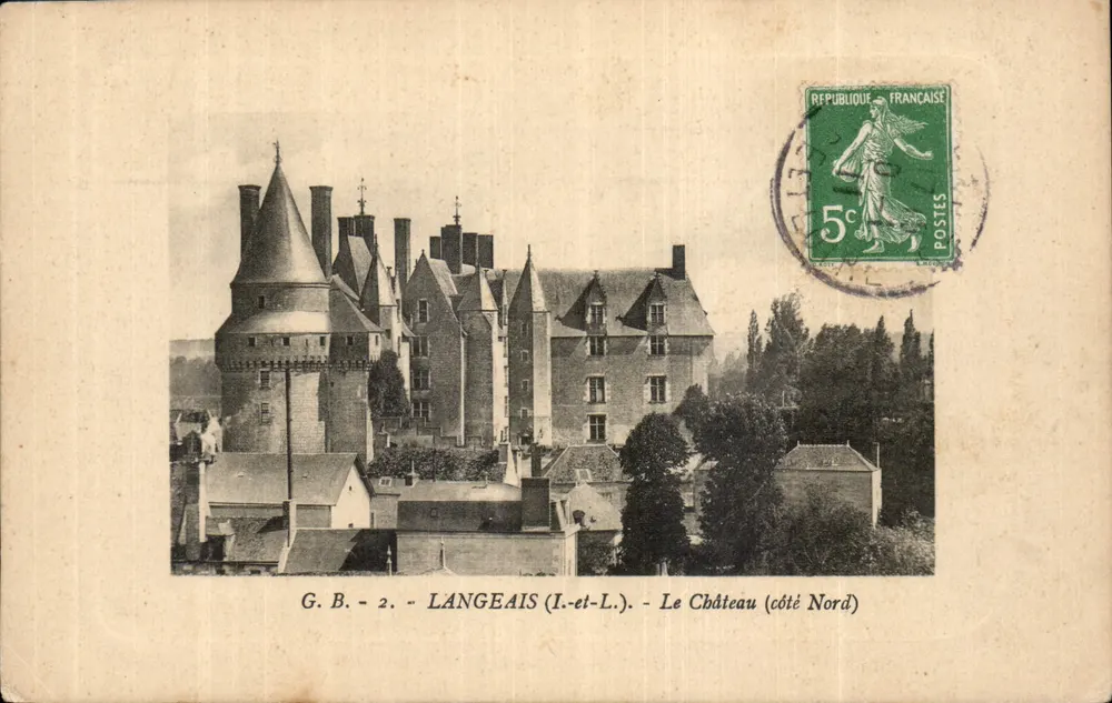 Langeais (Loir-et-Cher) — Ansicht des Schlosses (Nordseite) — G.B. - 2 - Vorderseite