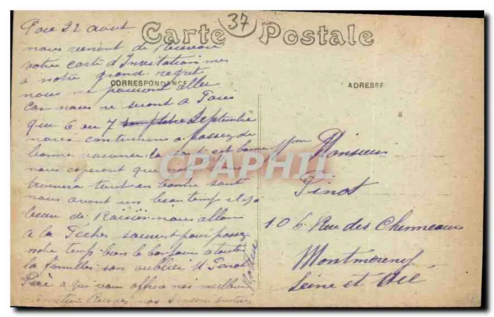 Amboise — Fachada do Castelo — Mme Lourde, Lib. Amboise - Verso