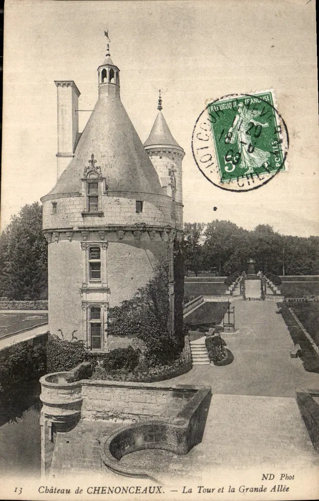 Schloss CHENONCEAUX — Die Turm und die Große Allee — ND Fotografie - Vorderseite