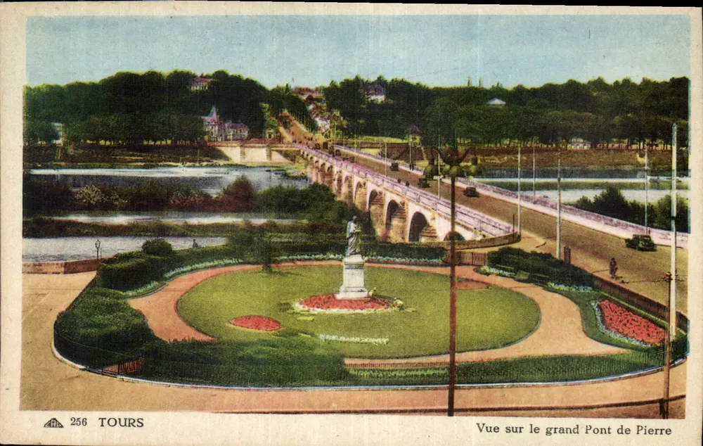 Tours — Ansicht des großen Pont de Pierre — Cie des Arts Photomécaniques, Paris - Vorderseite