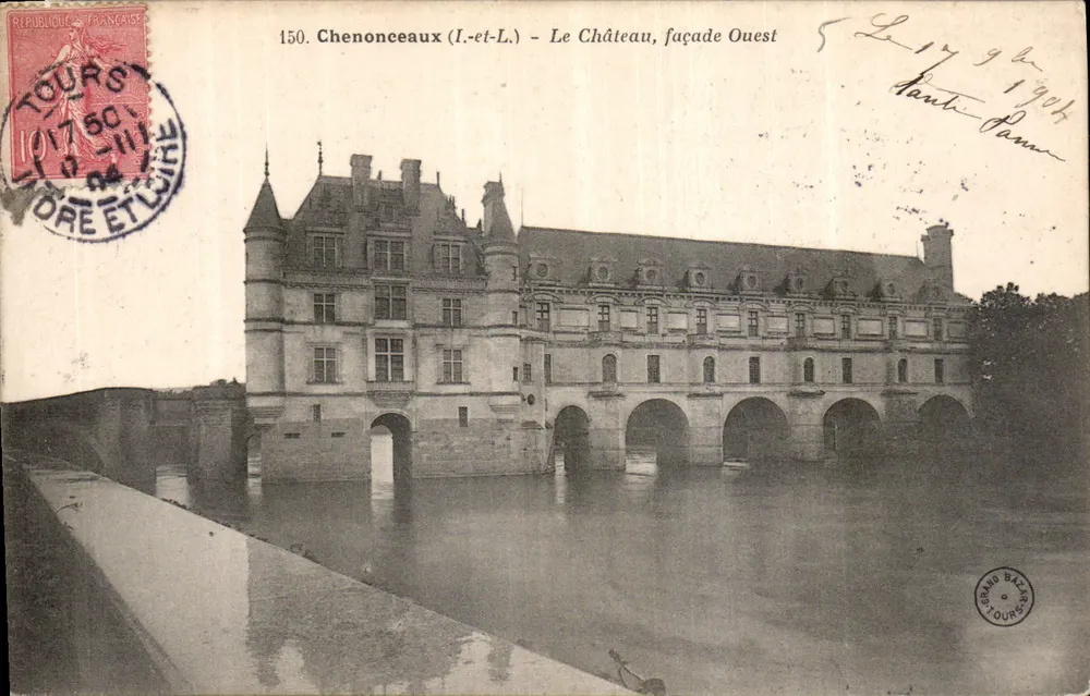 Chenonceaux (Loire-et-Loire) — O Castelo, fachada Oeste — Grand Bazar, n° 450 - Frente