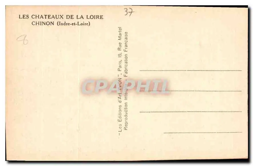 Chinon — Schlösser der Loire — Éditions d'Art IVON, Paris - Rückseite