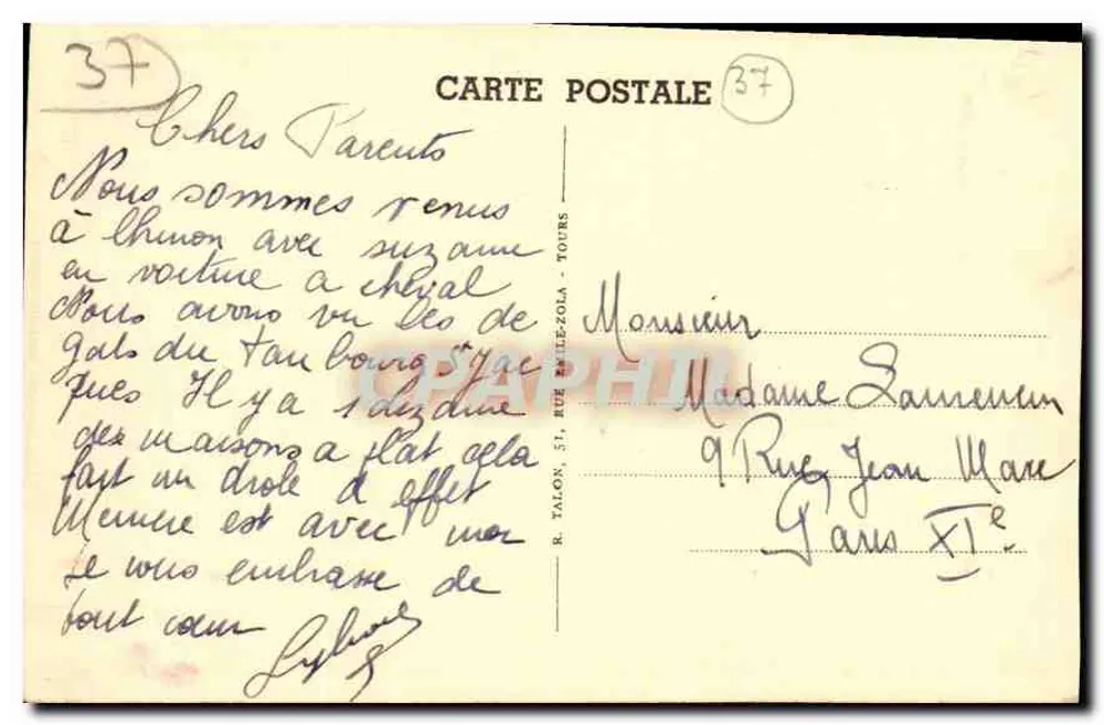 Chinon (Indre-et-Loire) — Straße Voltaire. Alte Häuser. A.P. 62 - Rückseite