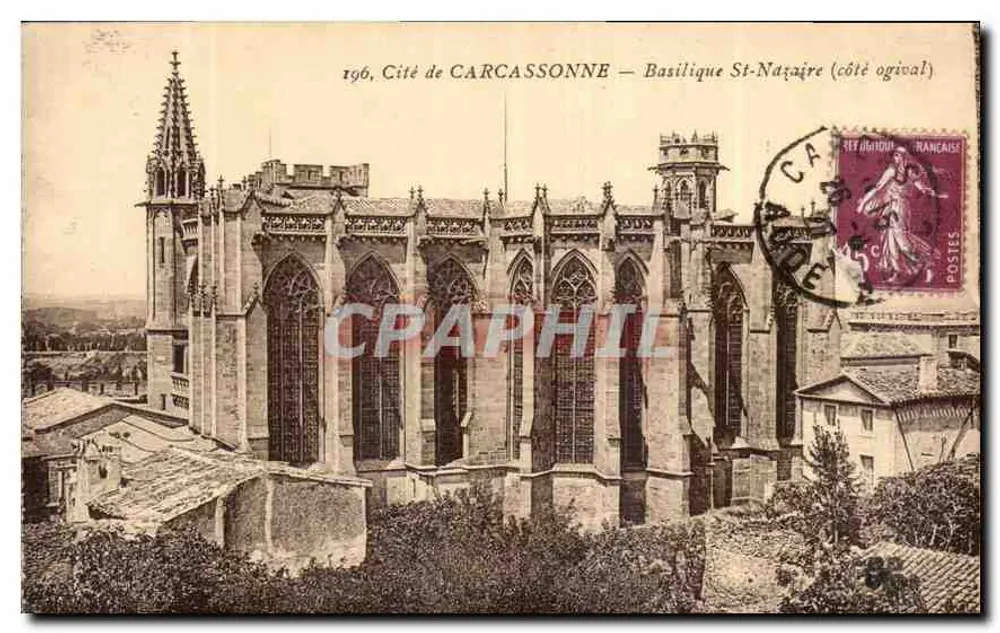 Cité de CARCASSONNE — Basilika St-Nazaire (Seite mit Spitzbogenfenstern) - Vorderseite