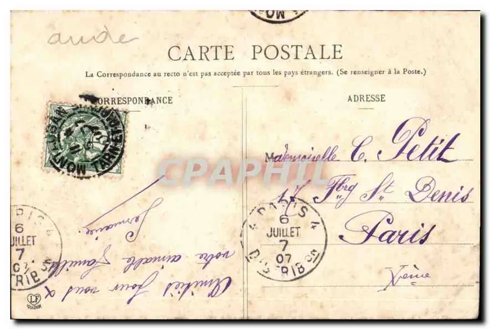 Lastours - Los Cuatro Castillos — El Aude, 96, Fototipia Labouche hermanos, Toulouse - Reverso